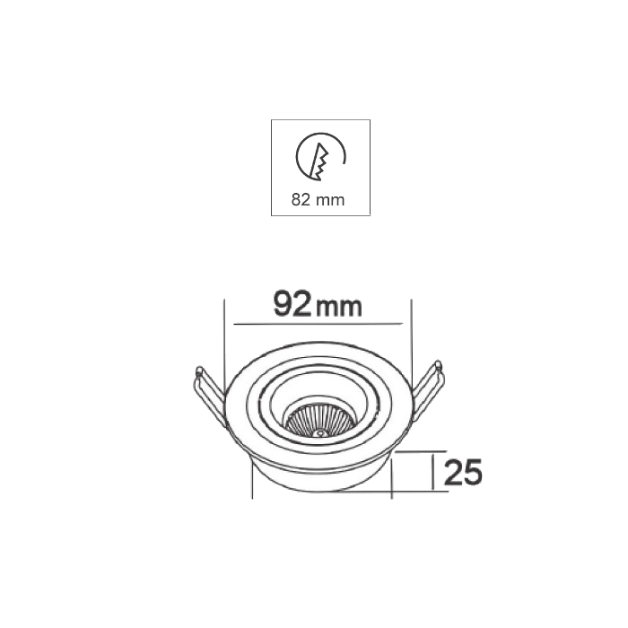 Inbouwspot GU10 rond 92mm kantelb. zwart