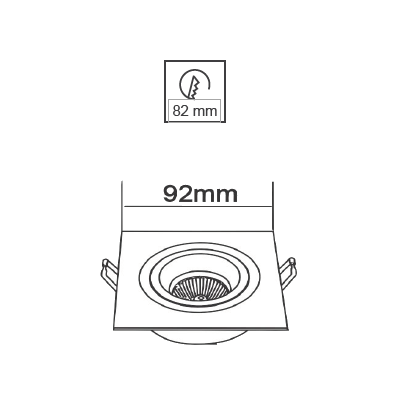IB Inbouwspot GU10 vierkant 92mm kantelbaar wit IBSPOT-V92KBWT afbeelding 2