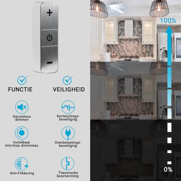 ION LED snoerdimmer RVS wit afbeelding 4