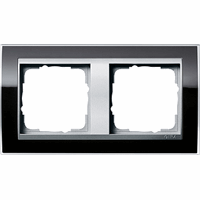 Gira Event Afdekraam 2-v zuiver zwart glans/aluminium mat 0212736