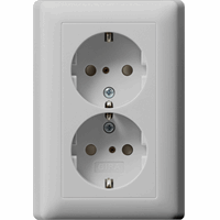 Gira System 55 Wandcontactdoos +RA 2-v kinderveilig grijs mat 0783015 afbeelding 2
