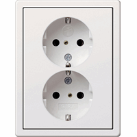 Gira F100 Wandcontactdoos +RA 2-v kinderveilig afdekraam zuiver wit 0783112