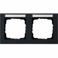 Gira E2 Afdekraam 2-v hor. tekstkader zwart mat 109209 afbeelding 2