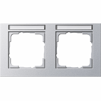 Gira E2 Afdekraam 2-v hor. tekstkader aluminium 109225 afbeelding 2