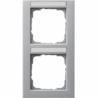 Gira E2 Afdekraam 2-v vert. tekstveld aluminium 110225 afbeelding 2