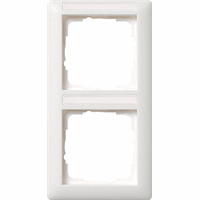 Gira System 55 Afdekraam 2-v vert. tekstveld zuiver wit mat 110227 afbeelding 2