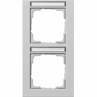 Gira E2 Afdekraam 2-v vert. tekstveld grijs mat 110237 afbeelding 2