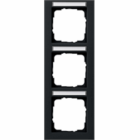 Gira E2 Afdekraam 3-v vert. tekstkader zwart mat 110309 afbeelding 2
