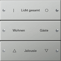 Gira System 55 Taster 3-v beschrijfbaar edelstaal 2133602 afbeelding 2