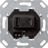 Gira Inb. USB-A en USB-C voeding zwart 236900 afbeelding 2