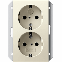 Gira System 55 Wandcontactdoos +RA 2-v kinderveilig 1 inb.doos crème 273101 afbeelding 2