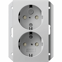 Gira System 55 Wandcontactdoos +RA 2-v kinderveilig 1 inb.doos grijs mat 2731015 afbeelding 2