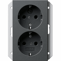 Gira System 55 Wandcontactdoos +RA 2-v kinderveilig 1 inb.doos antraciet 273128