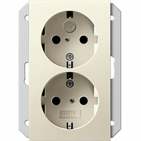 Gira System 55 Wandcontactdoos +RA 2-v kinderveilig 1,5 inb.doos crème 273501 afbeelding 2