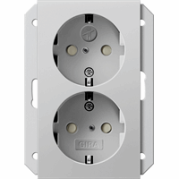 Gira System 55 Wandcontactdoos +RA 2-v kinderveilig 1,5 inb.doos grs mat 2735015 afbeelding 2