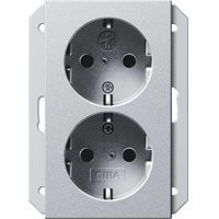 Gira System 55 Wandcontactdoos +RA 2-v kinderveilig 1,5 inb.doos aluminium 273526 afbeelding 2