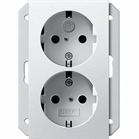 Gira System 55 Wandcontactdoos +RA 2-v kinderveilig 1,5 inb.doos zuiv.wit 273527 afbeelding 2