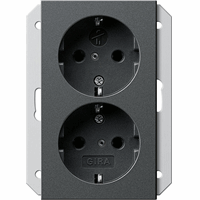 Gira System 55 Wandcontactdoos +RA 2-v kinderveilig 1,5 inb.doos antrac. 273528 afbeelding 2