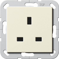Gira System 55 Wandcontactdoos 1-v BS1363 kinderveilig crème 277601 afbeelding 2
