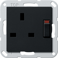 Gira System 55 Wandcontactdoos 1-v BS1363 kinderveilig geschakeld zwart 2778005 afbeelding 2