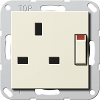 Gira System 55 Wandcontactdoos 1-v BS1363 kinderveilig geschakeld crème 277801 afbeelding 2