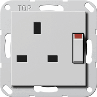 Gira System 55 Wandcontactdoos 1-v BS1363 kinderveilig geschakeld grijs 2778015 afbeelding 2