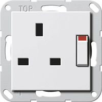 Gira System 55 Wandcontactdoos 1-v BS1363 kinderveilig geschakeld zuiver wit 277803 afbeelding 2