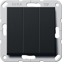 Gira System 55 Inb.schakelaar 3x1-pol. Brit.Stand.zwart mat 2830005