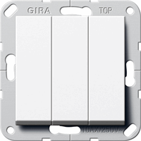 Gira System 55 Inb.schakelaar 3x1-pol. Brit.Stand.zuiver wit 283003 afbeelding 2