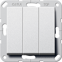 Gira System 55 Inb.schakelaar 3x1-pol. Brit.Stand.aluminium 283026 afbeelding 2