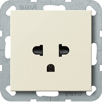 Gira System 55 Wandcontactdoos 1-v EURO-US 16Amp crème 284001 afbeelding 2