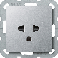 Gira System 55 Wandcontactdoos 1-v EURO-US 16Amp aluminium 284026 afbeelding 2
