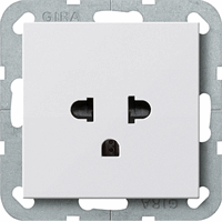 Gira System 55 Wandcontactdoos 1-v EURO-US 16Amp zuiver wit mat 284027 afbeelding 2