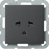 Gira System 55 Wandcontactdoos 1-v EURO-US 16Amp antraciet 284028 afbeelding 2