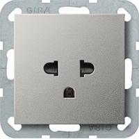 Gira System 55 Wandcontactdoos 1-v EURO-US 16Amp edelstaal 2840600 afbeelding 2