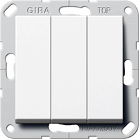 Gira System 55 Inb.impulsdrukker 3-v 1-pol. zuiver wit 284403