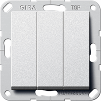 Gira System 55 Inb.impulsdrukker 3-v 1-pol. aluminium 284426 afbeelding 2