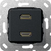 Gira Inb. HDMI kopp. 2-v basiselement zwart mat 567110 afbeelding 2