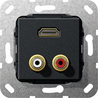 Gira Inb. C-Audio+HDMI verl.kab. basiselement zwart mat 567410 afbeelding 2