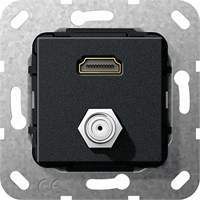Gira Inb. C-SAT-F-bus+HDMI kopp. basiselement zwart mat 567510 afbeelding 2