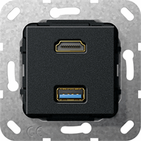 Gira Inb. USB-A 3.0+HDMI verloopkabel zwart mat 567910 afbeelding 2