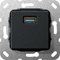 Gira Inb. USB-A 3.0 1-v zwart mat 568210 afbeelding 2