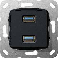 Gira Inb. USB-A 3.0 2-v zwart mat 568410 afbeelding 2