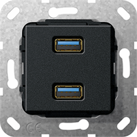 Gira Inb. USB-A 3.0 verloopkabel 2-v zwart mat 568510 afbeelding 2