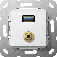 Gira Inb. USB-A 3.0+MJ verloopkab. 2-v zuiver wit 568603 afbeelding 2