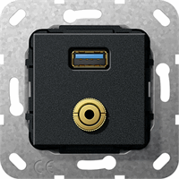 Gira Inb. USB-A 3.0+MJ verloopkab.2-v zw.mat 568610 afbeelding 2