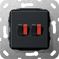 Gira Inb.luidsprekeraansluiting 2-v basiselement zwartmat 569310 afbeelding 2