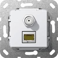 Gira Inb. Mod.Jack RJ45 cat6a+SAT-F kopp. basiselementzuiver wit 569703 afbeelding 2