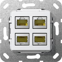 Gira Inb. Mod.Jack RJ45 cat6a 4-v basiselement zuiver wit 569903 afbeelding 2
