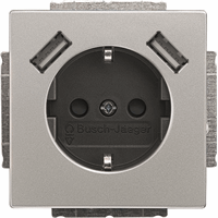 ABB BUSCH- 20 EUCB2USB-866 WCD RA KV + 2XUSB-A PURE-RVS afbeelding 2